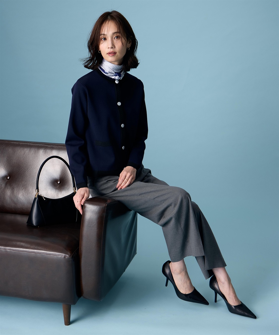 A/C DESIGN BY ALPHA CUBIC バイカラーニットカーディガン【ハンドウォッシャブル】_sub_12