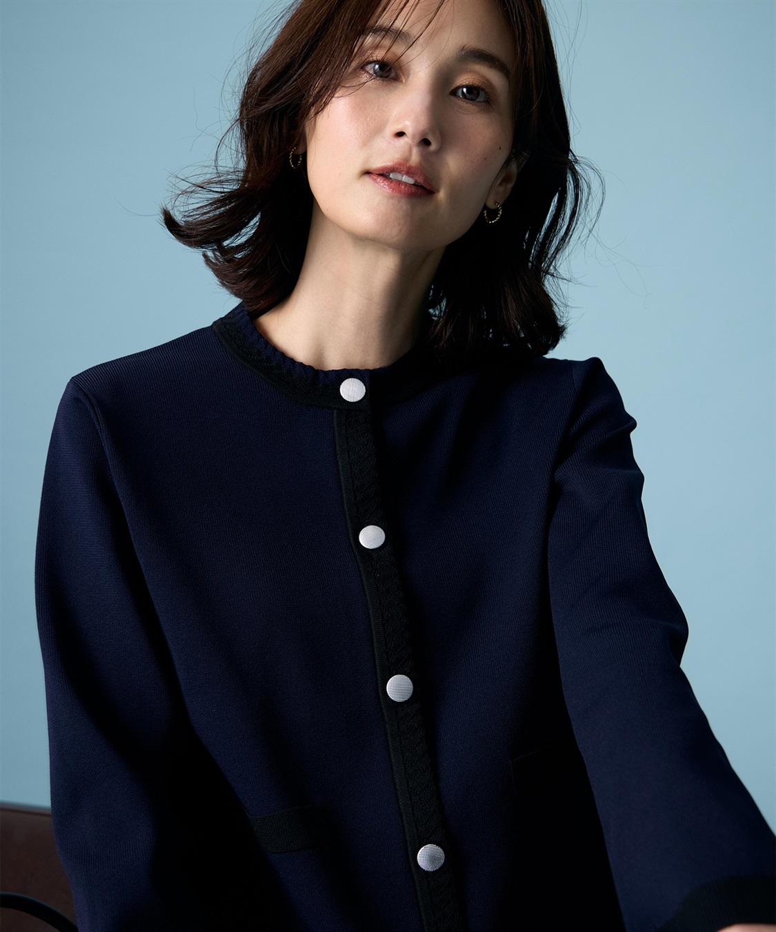 A/C DESIGN BY ALPHA CUBIC バイカラーニットカーディガン【ハンドウォッシャブル】_sub_17