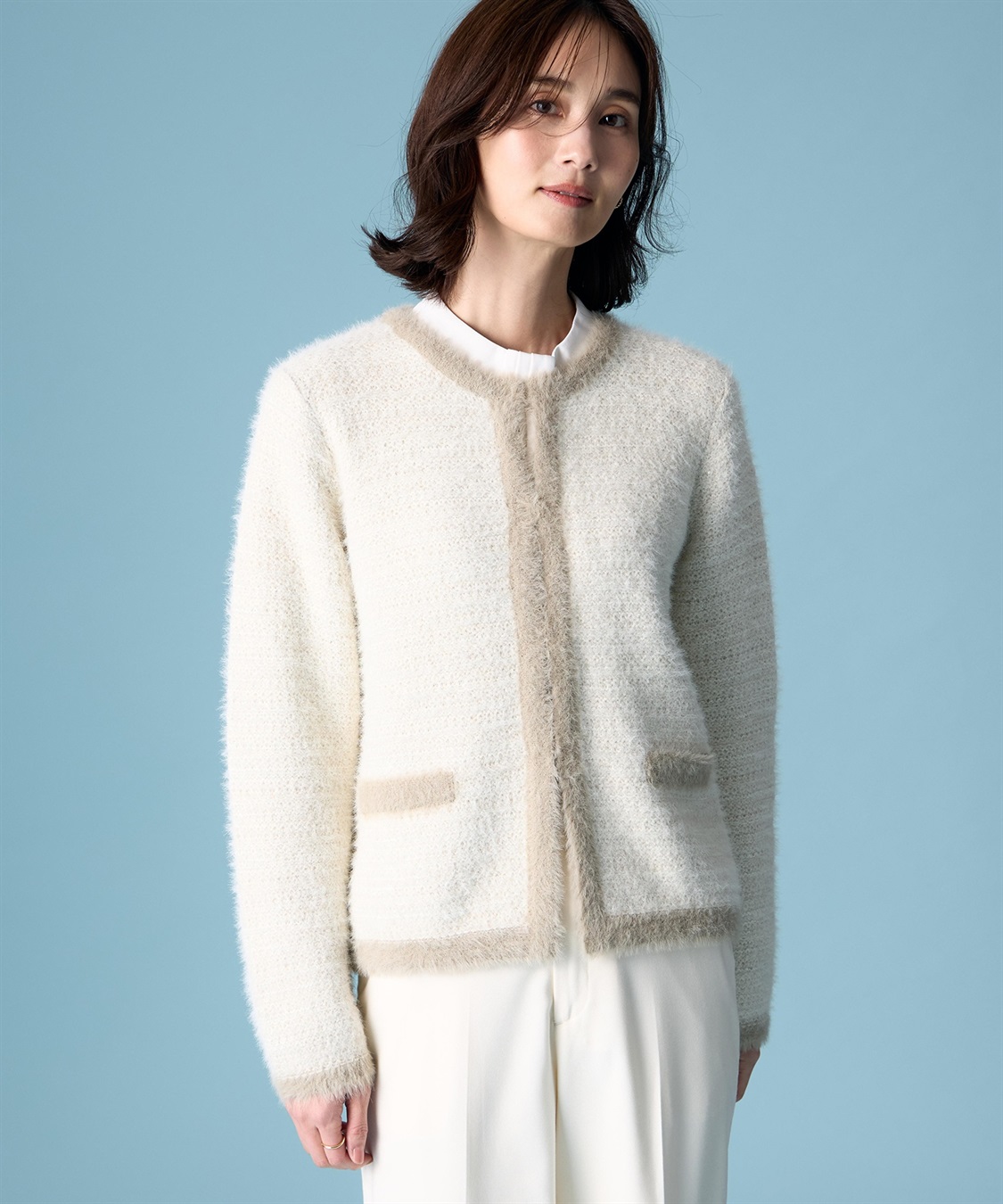 A/C DESIGN BY ALPHA CUBIC バイカラーニットカーディガン_sub_2