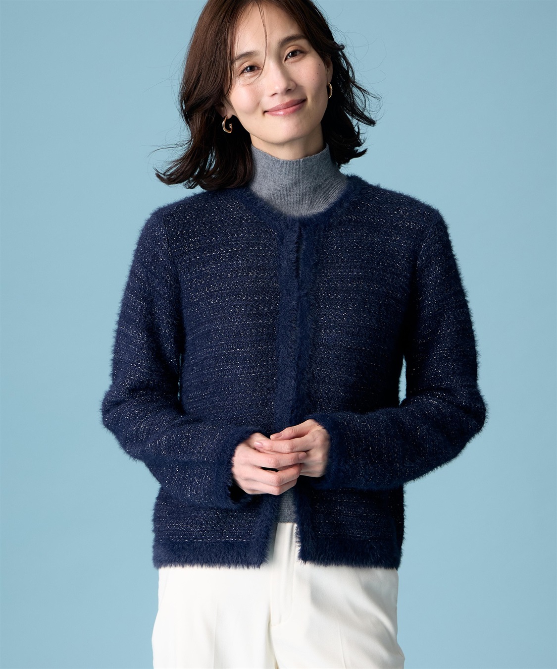 A/C DESIGN BY ALPHA CUBIC バイカラーニットカーディガン_sub_5