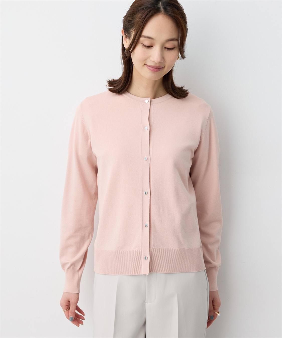 A/C DESIGN BY ALPHA CUBIC クルーネックニットカーディガン【ウォッシャブル】_sub_3