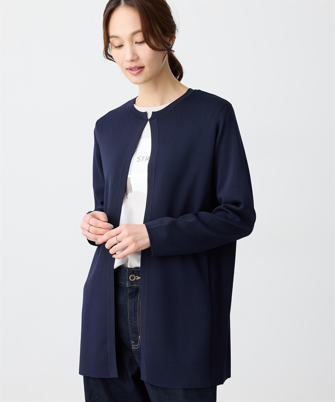 A/C DESIGN BY ALPHA CUBIC カラーラインコーディガン【ウォッシャブル】_sub_2