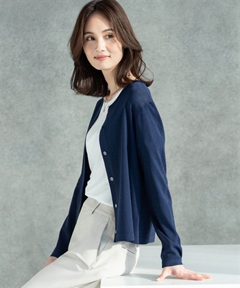 A/C DESIGN BY ALPHA CUBIC クルーネックカーディガン【接触冷感・UVカット・ウォッシャブル】_subthumb_1