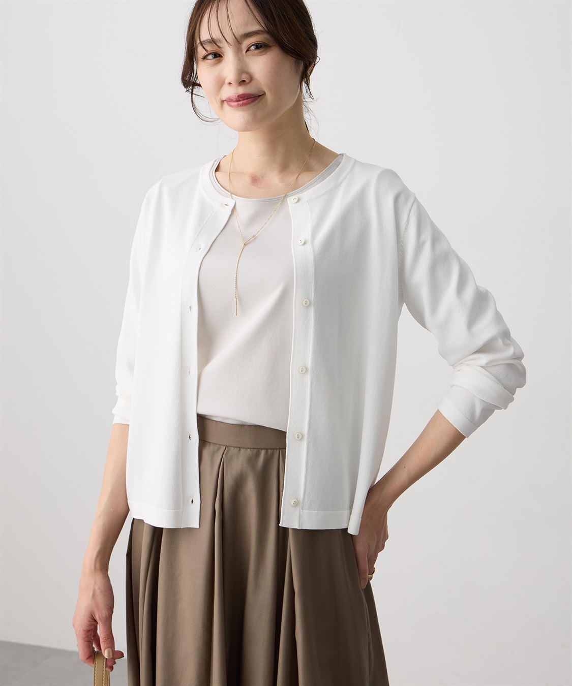 A/C DESIGN BY ALPHA CUBIC クルーネックカーディガン【接触冷感・UVカット・ウォッシャブル】_sub_3