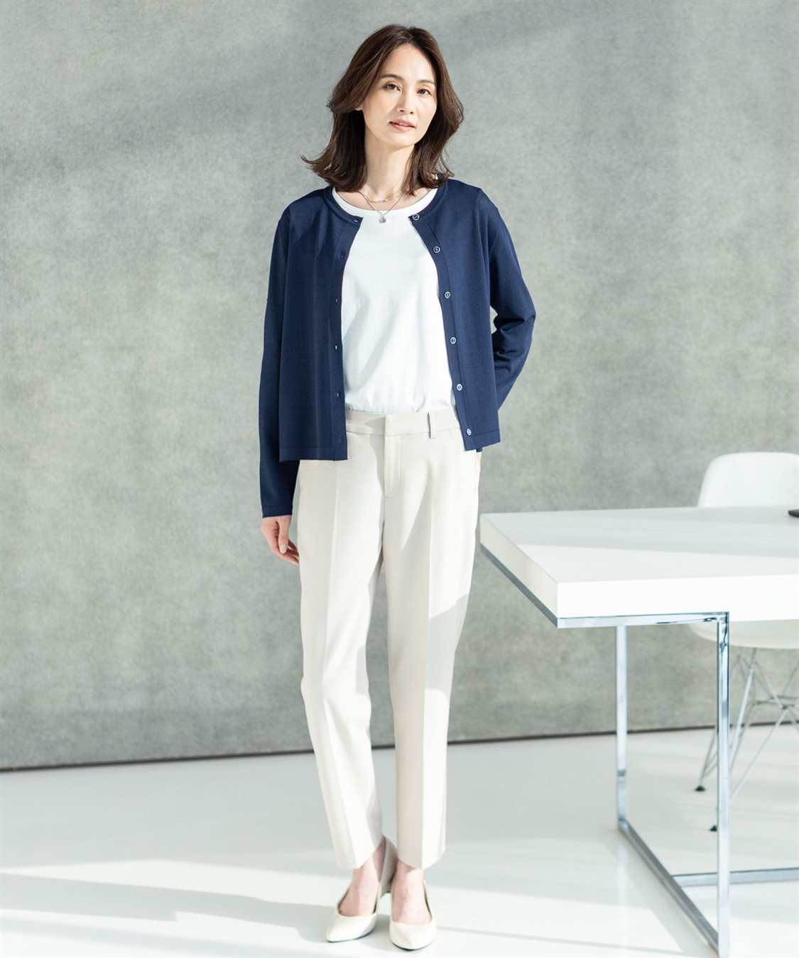 A/C DESIGN BY ALPHA CUBIC クルーネックカーディガン【接触冷感・UVカット・ウォッシャブル】_sub_8