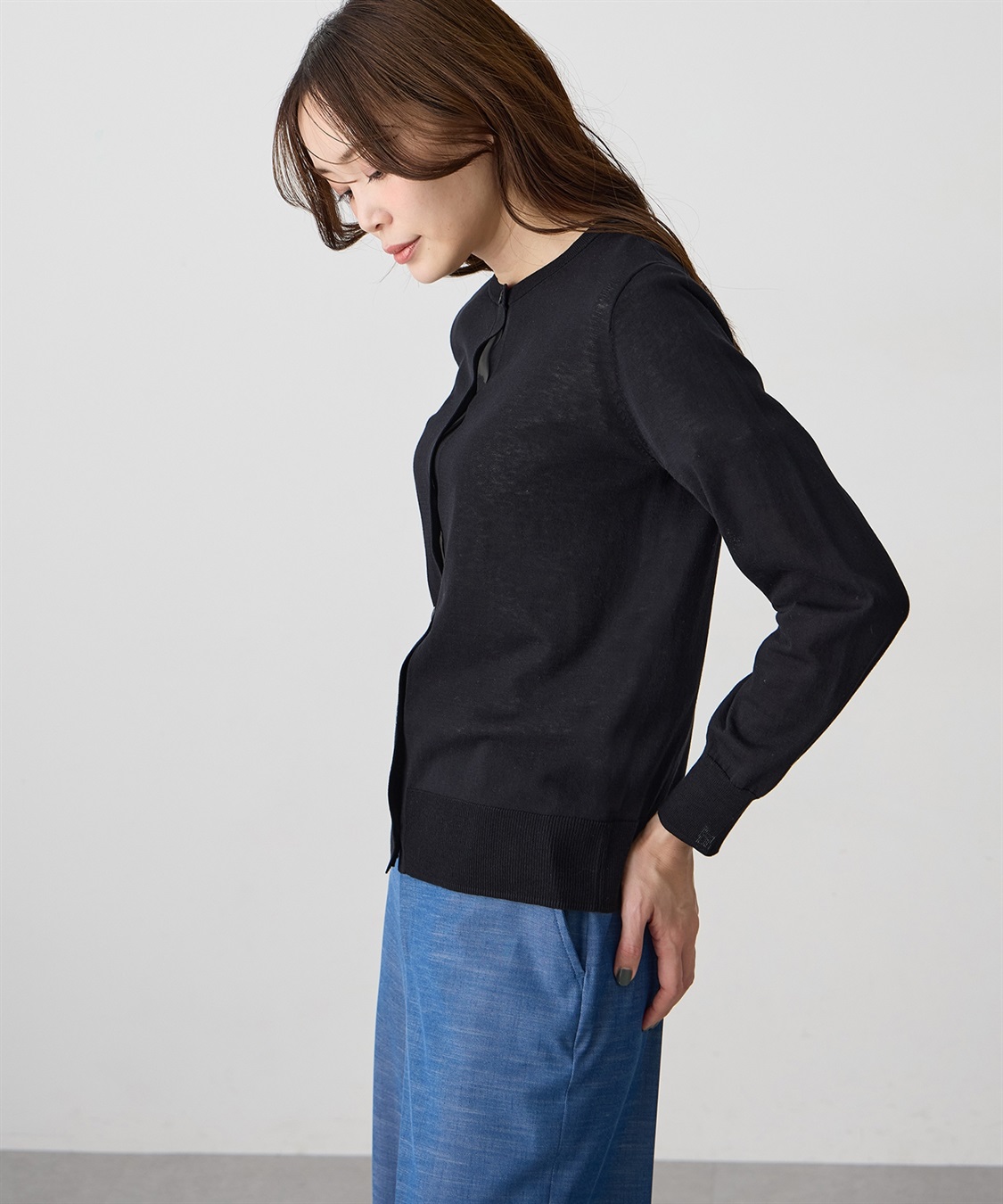 A/C DESIGN BY ALPHA CUBIC クルーネックニットカーディガン【綿100％・ハンドウォッシャブル】_sub_2