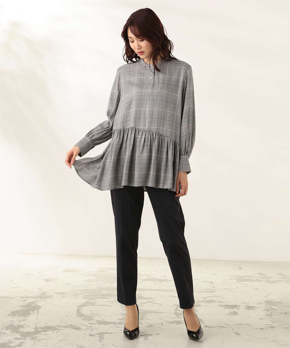 A/C DESIGN BY ALPHA CUBIC レーヨンチェックティアードブラウス_sub_7