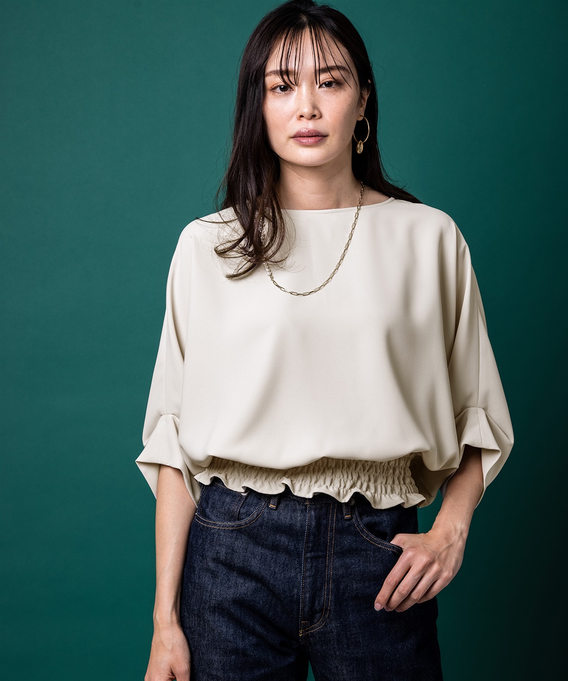 A/C DESIGN BY ALPHA CUBIC シャーリングドルマンブラウス_sub_11