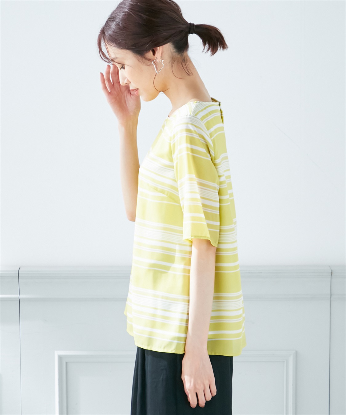 A/C DESIGN BY ALPHA CUBIC シアーボーダーブラウス_sub_1