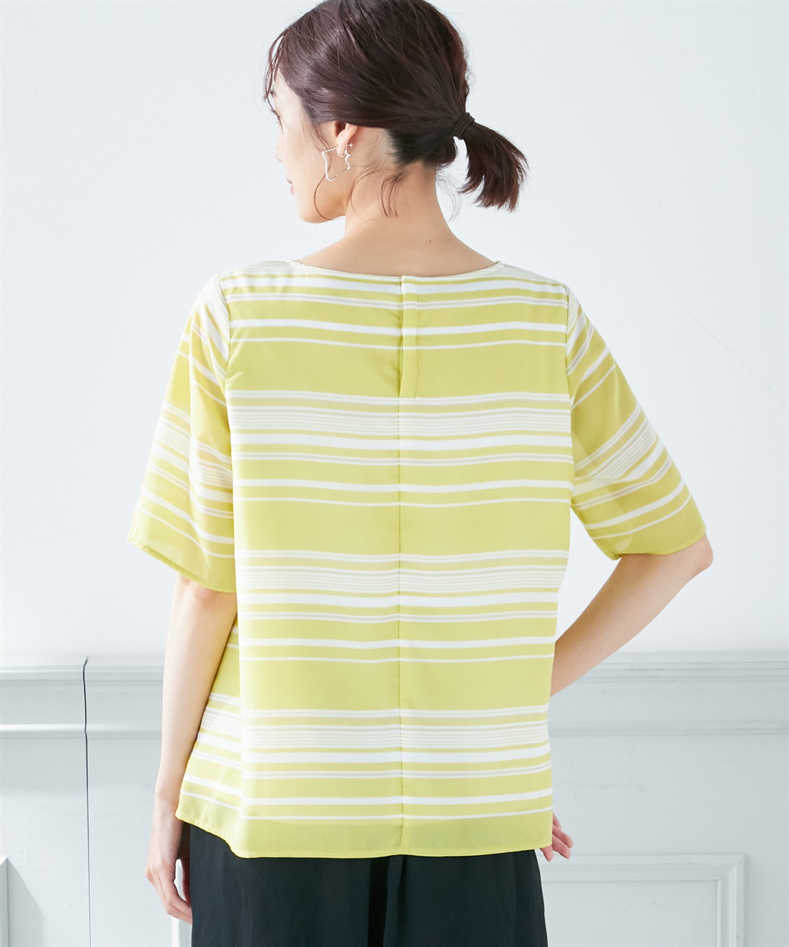 A/C DESIGN BY ALPHA CUBIC シアーボーダーブラウス_sub_2