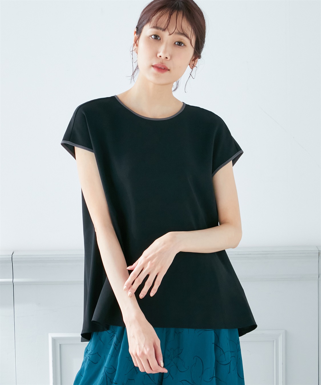 A/C DESIGN BY ALPHA CUBIC 【接触冷感】配色パイピングブラウス_sub_10