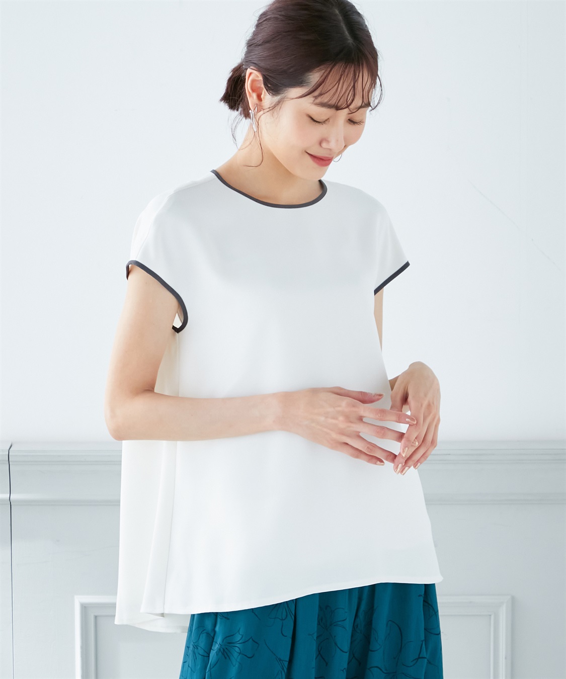 A/C DESIGN BY ALPHA CUBIC 【接触冷感】配色パイピングブラウス_sub_11