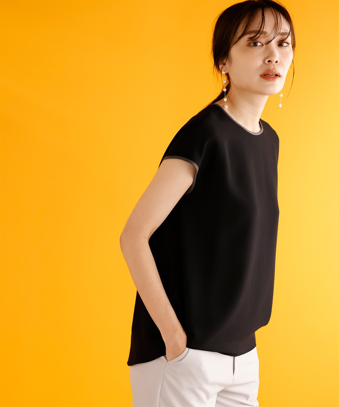 A/C DESIGN BY ALPHA CUBIC 【接触冷感】配色パイピングブラウス_sub_13