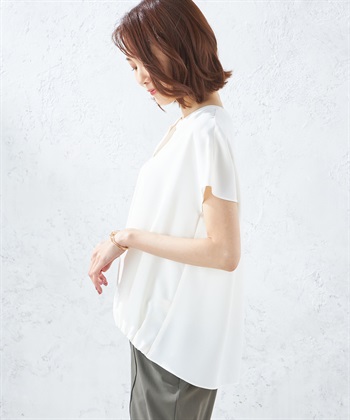 接触冷感】スキッパーブラウス A/C DESIGN BY ALPHA CUBIC