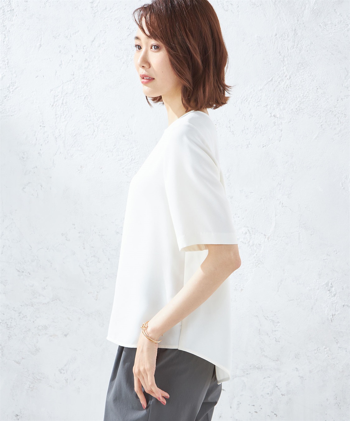 A/C DESIGN BY ALPHA CUBIC 【接触冷感】配色ラインブラウス_sub_1