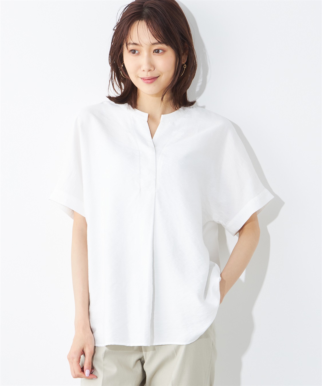 A/C DESIGN BY ALPHA CUBIC リネンブレンドスキッパーブラウス_sub_1