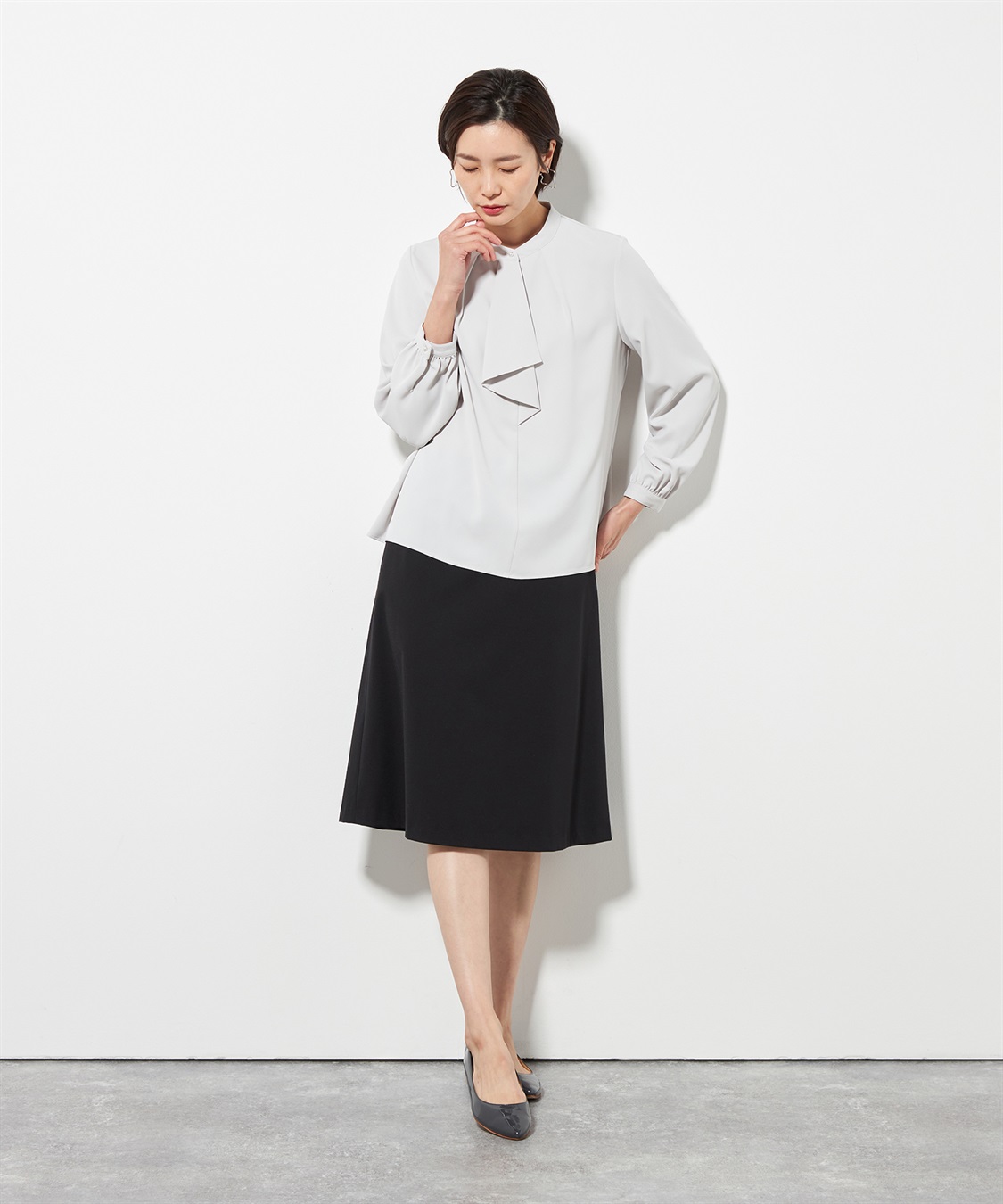 A/C DESIGN BY ALPHA CUBIC パールボタンラッフルタイブラウス_sub_7