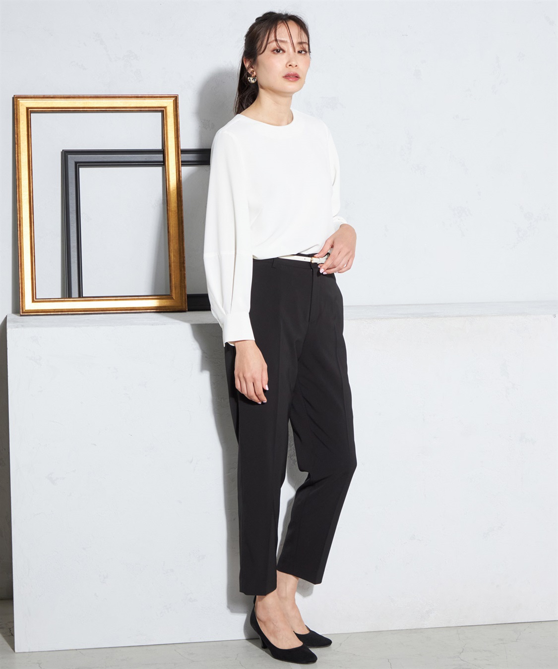 A/C DESIGN BY ALPHA CUBIC 配色バルーンスリーブブラウス_sub_10