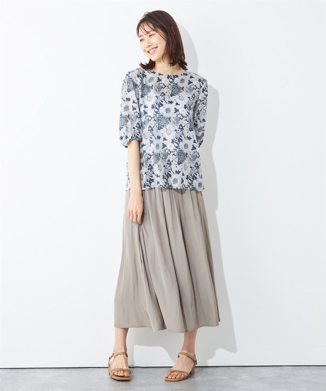 A/C DESIGN BY ALPHA CUBIC リバティプリントパフスリーブプルオーバー_sub_9