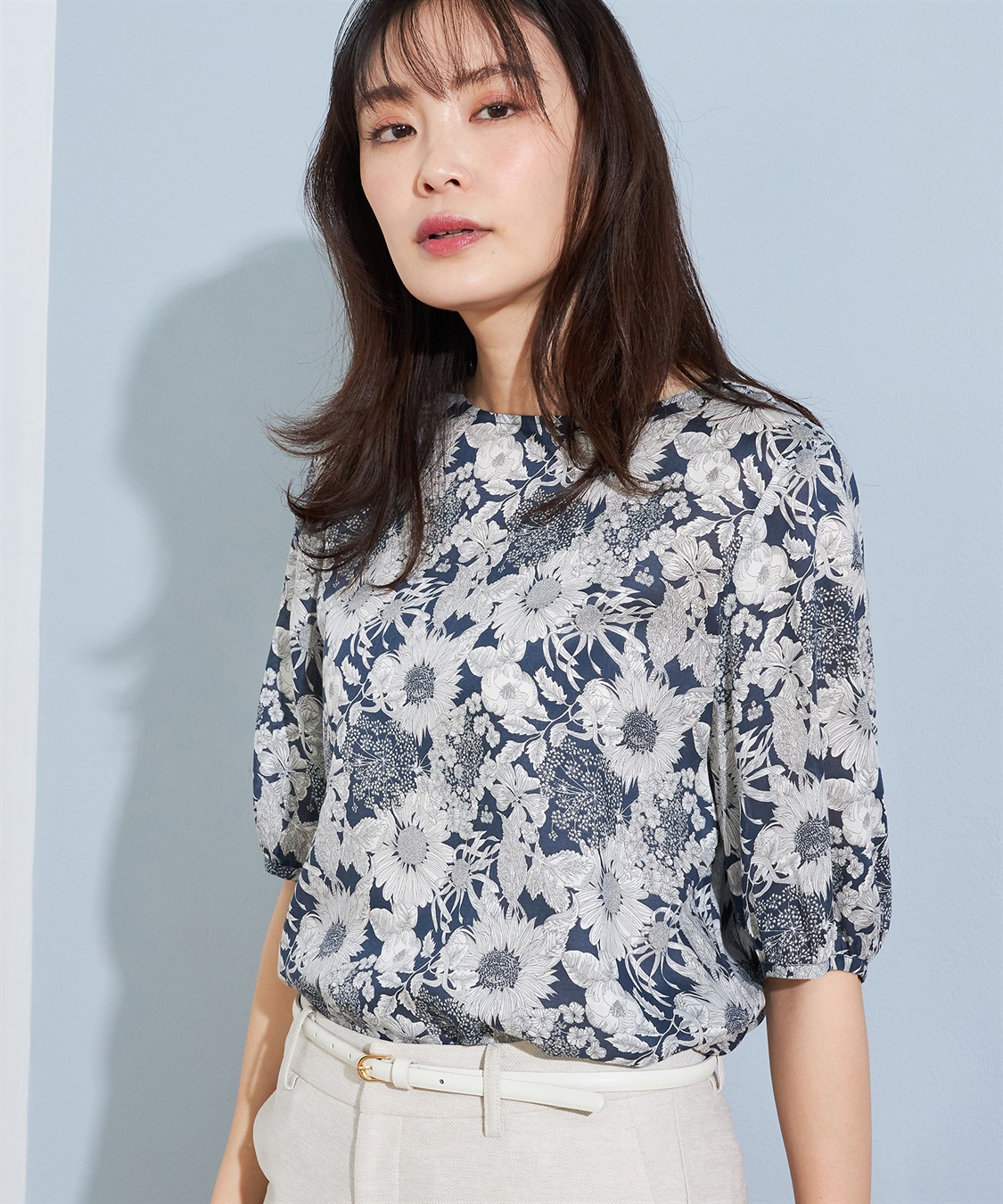 A/C DESIGN BY ALPHA CUBIC リバティプリントパフスリーブプルオーバー_sub_10