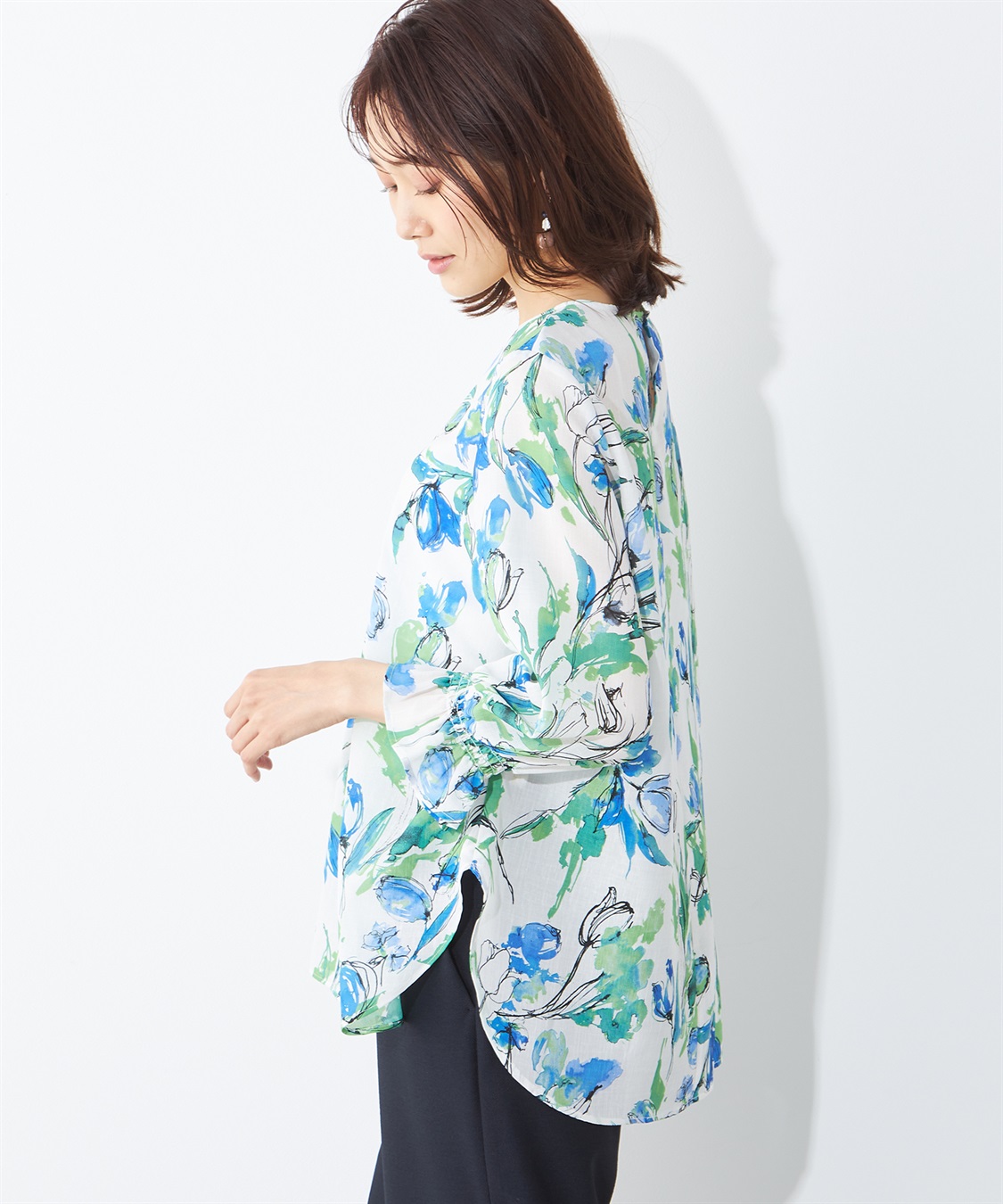 A/C DESIGN BY ALPHA CUBIC チューリッププリントブラウス_sub_1