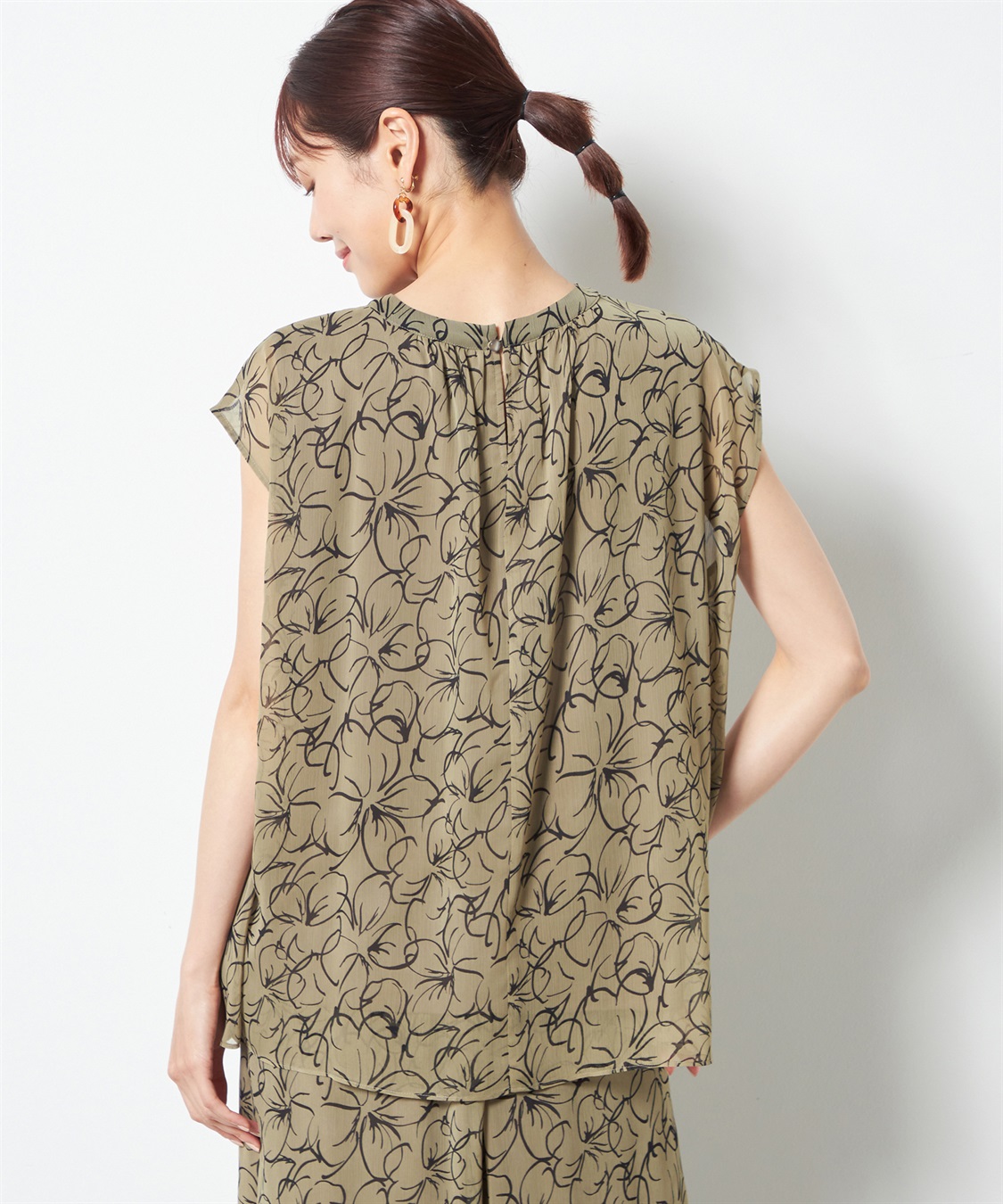 A/C DESIGN BY ALPHA CUBIC リーフ柄ブラウス_sub_2