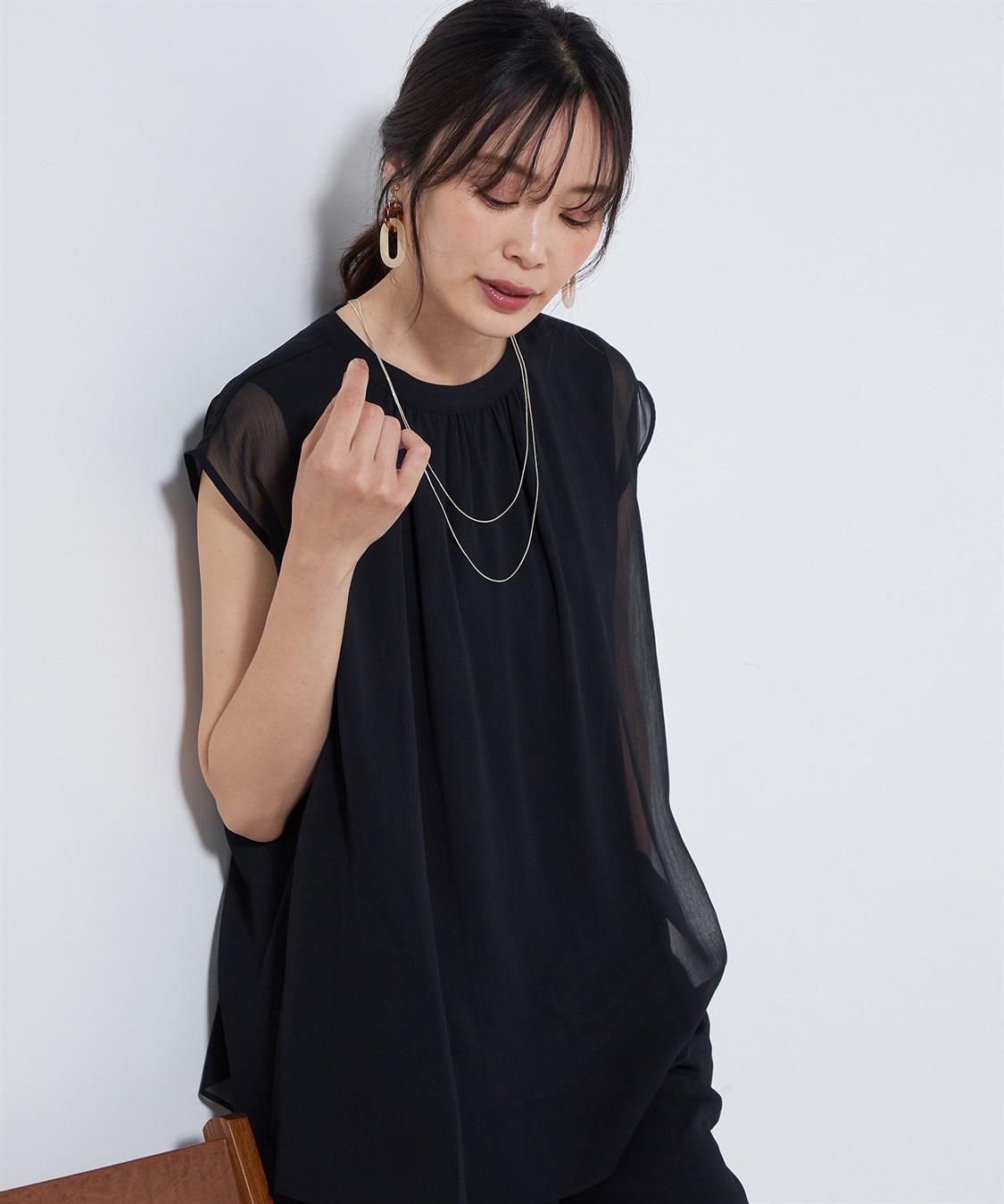 A/C DESIGN BY ALPHA CUBIC リーフ柄ブラウス_sub_11