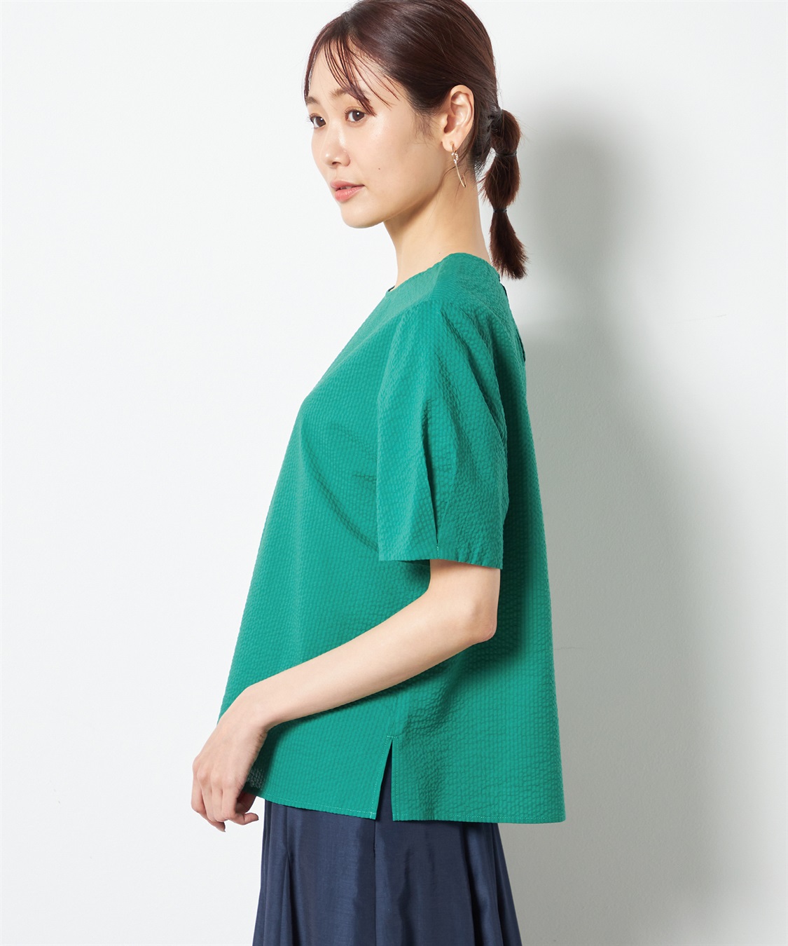 A/C DESIGN BY ALPHA CUBIC コットンサッカーブラウス_sub_2