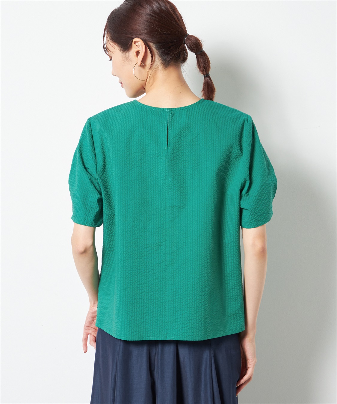 A/C DESIGN BY ALPHA CUBIC コットンサッカーブラウス_sub_3