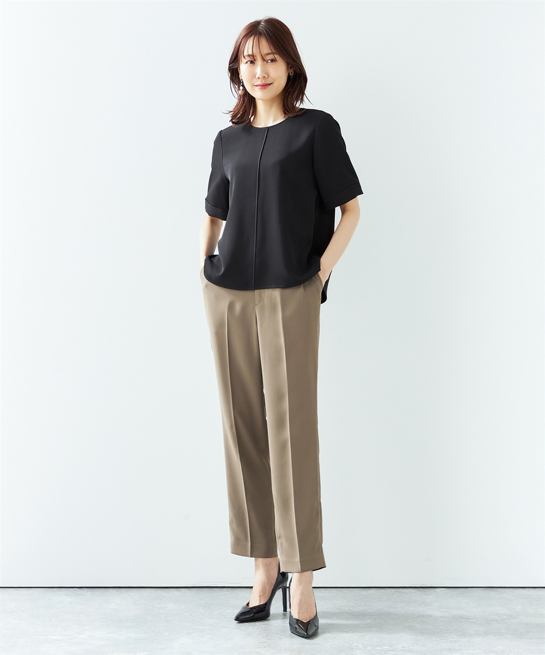 A/C DESIGN BY ALPHA CUBIC 【接触冷感】フロントラインサテンブラウス_sub_8