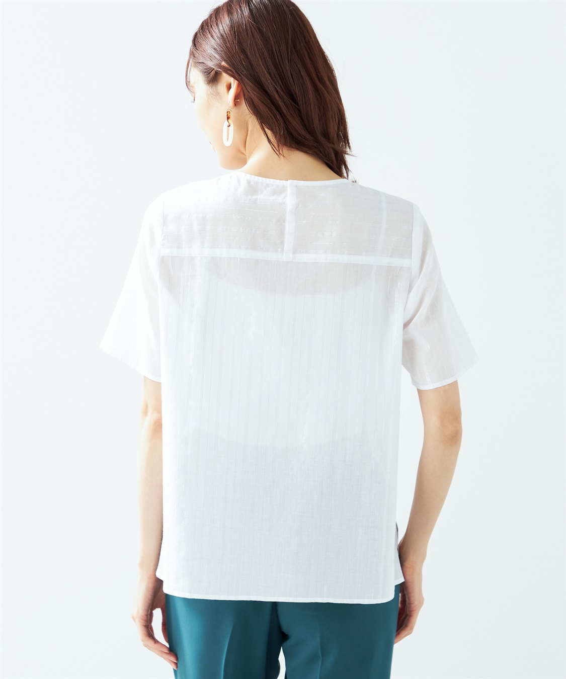 A/C DESIGN BY ALPHA CUBIC シアーラメストライプブラウス_sub_3