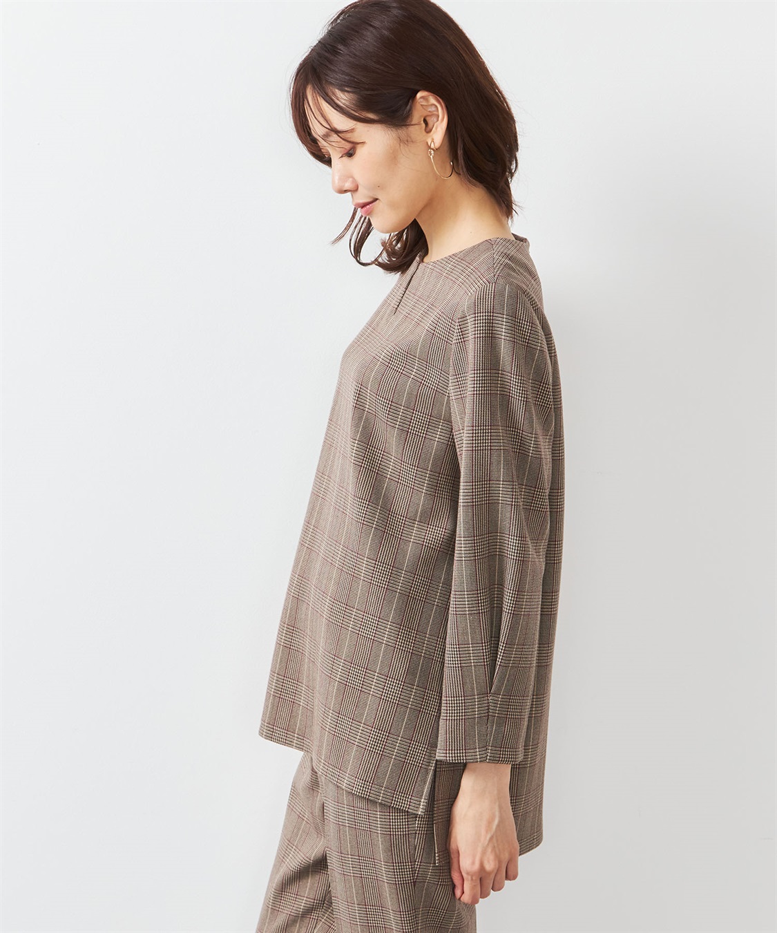 A/C DESIGN BY ALPHA CUBIC ローズオイル加工キーネックブラウス_sub_2