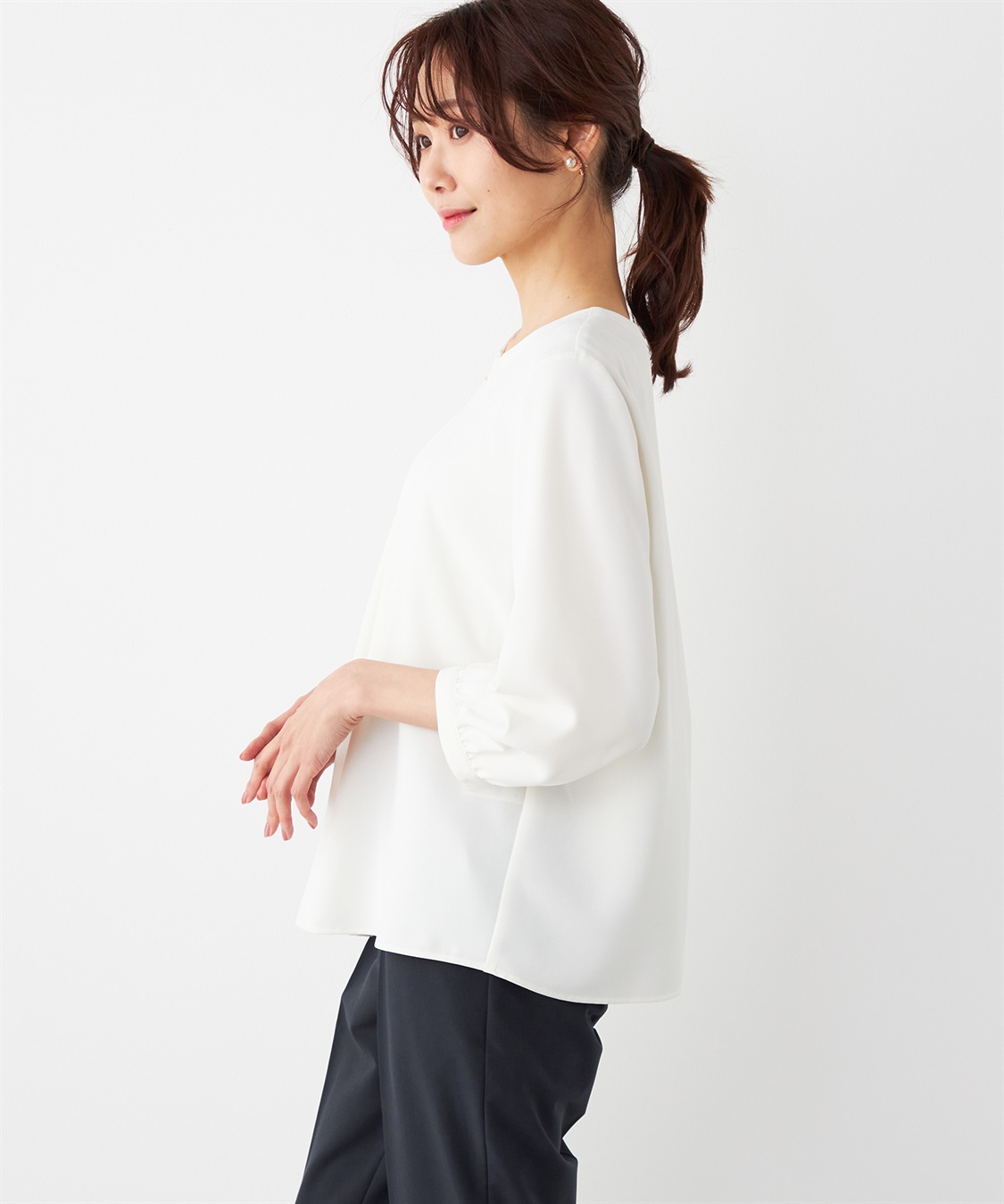 A/C DESIGN BY ALPHA CUBIC メタルパーツタックブラウス_sub_1