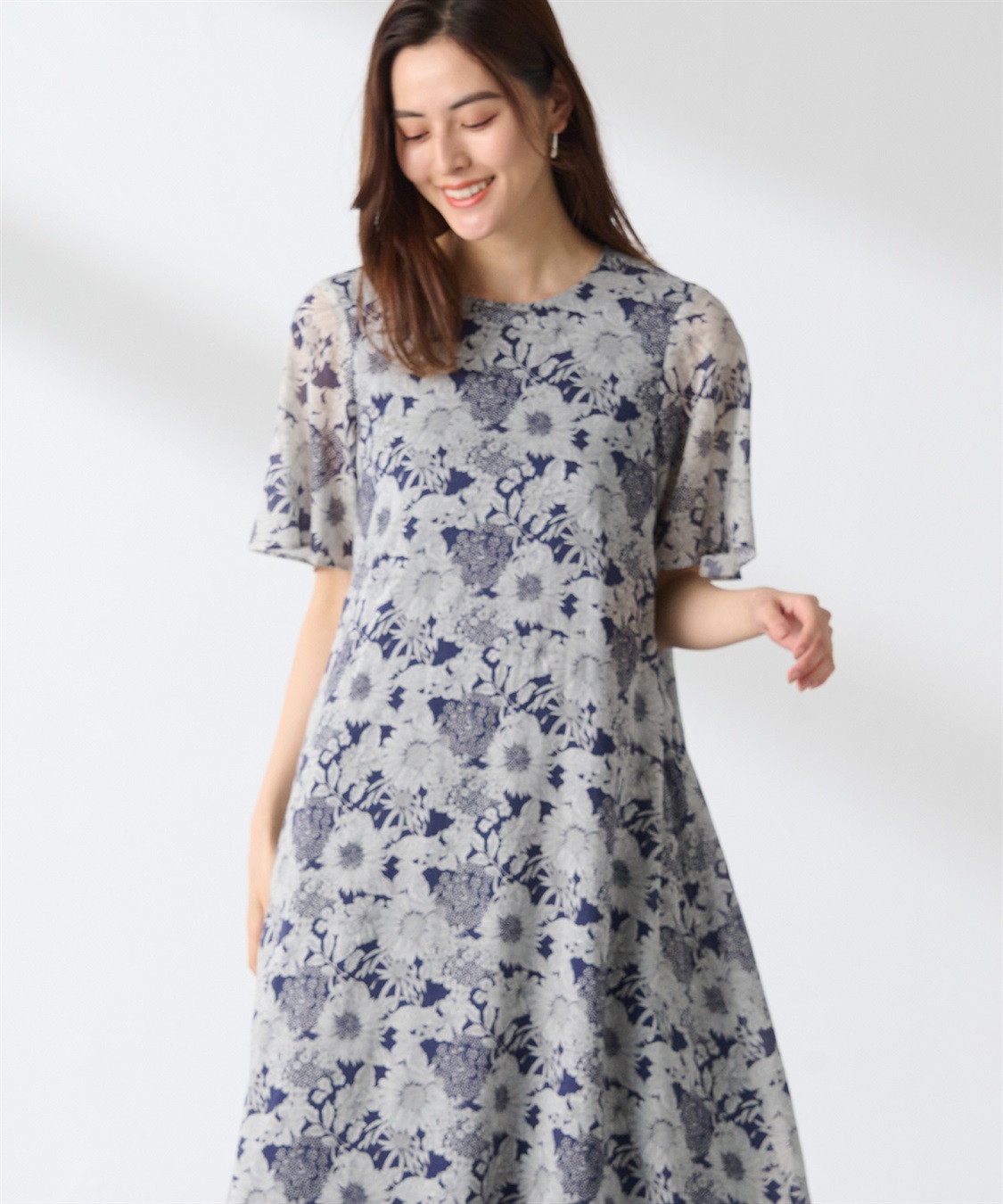 A/C DESIGN BY ALPHA CUBIC リバティプリントクルーネックワンピース_sub_3