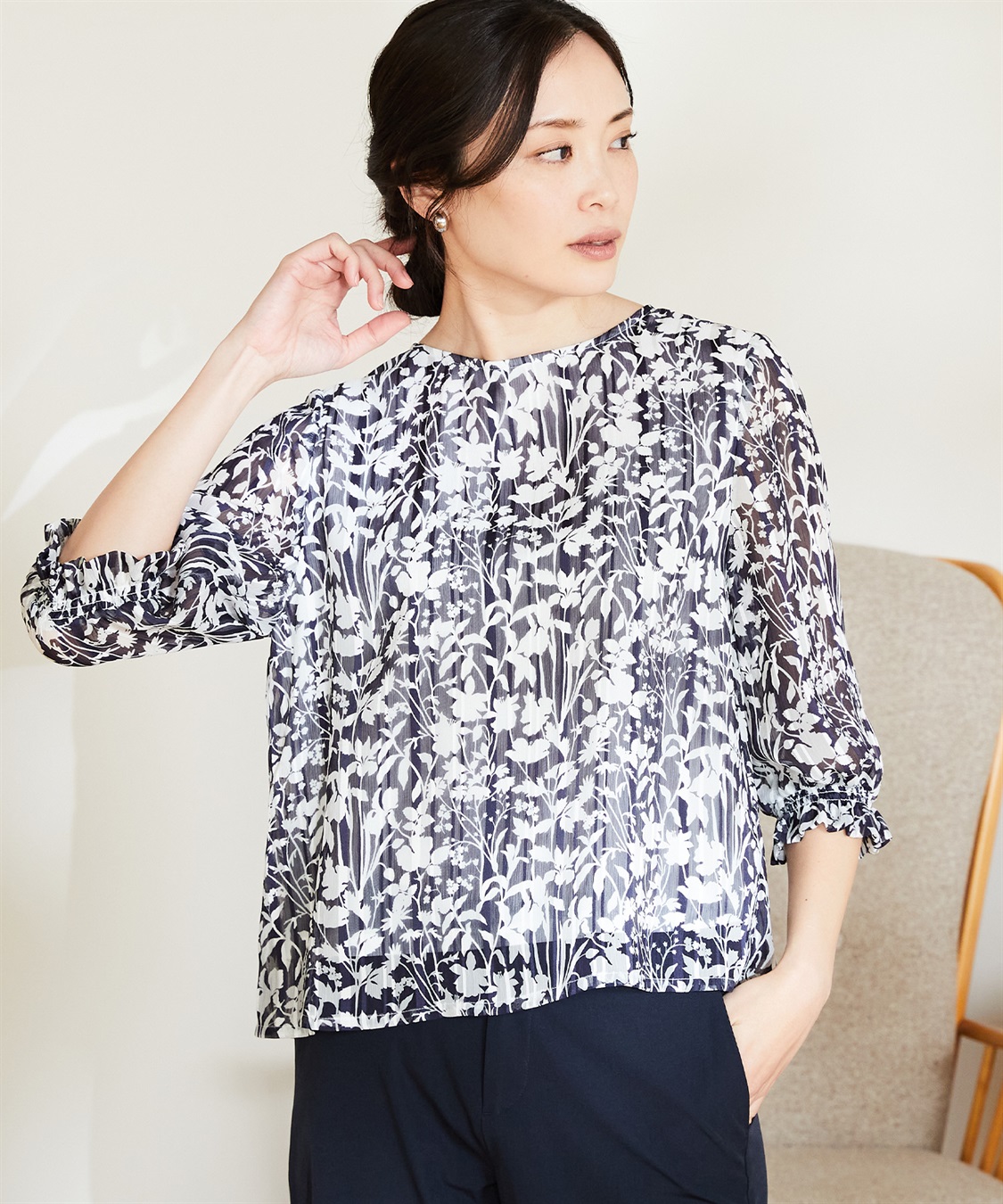 A/C DESIGN BY ALPHA CUBIC リバティプリントプルオーバーブラウス_sub_22