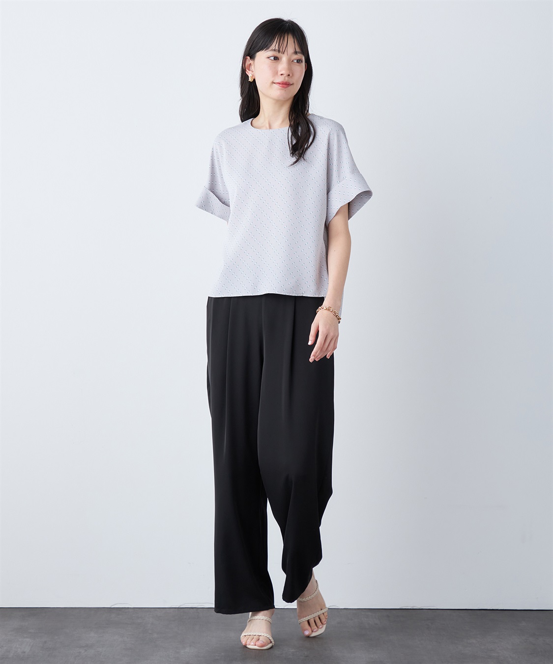 A/C DESIGN BY ALPHA CUBIC 【はっ水】ダブルカフスブラウス_sub_3