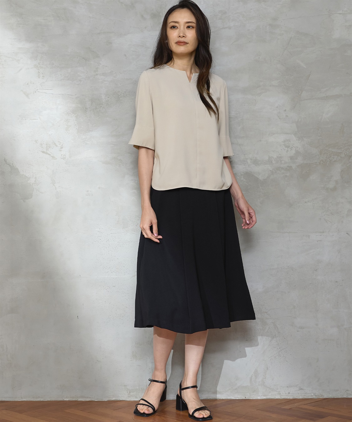 A/C DESIGN BY ALPHA CUBIC 【UVカット・冷感・ウォッシャブル】キーネックブラウス_sub_3