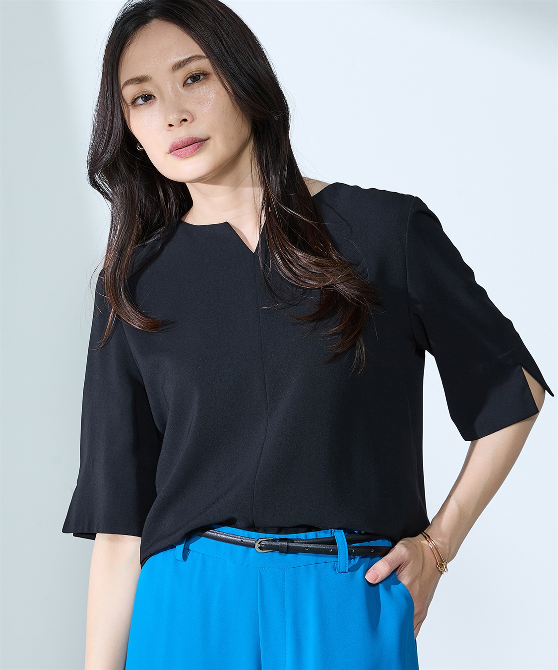 A/C DESIGN BY ALPHA CUBIC 【UVカット・冷感・ウォッシャブル】キーネックブラウス_sub_5