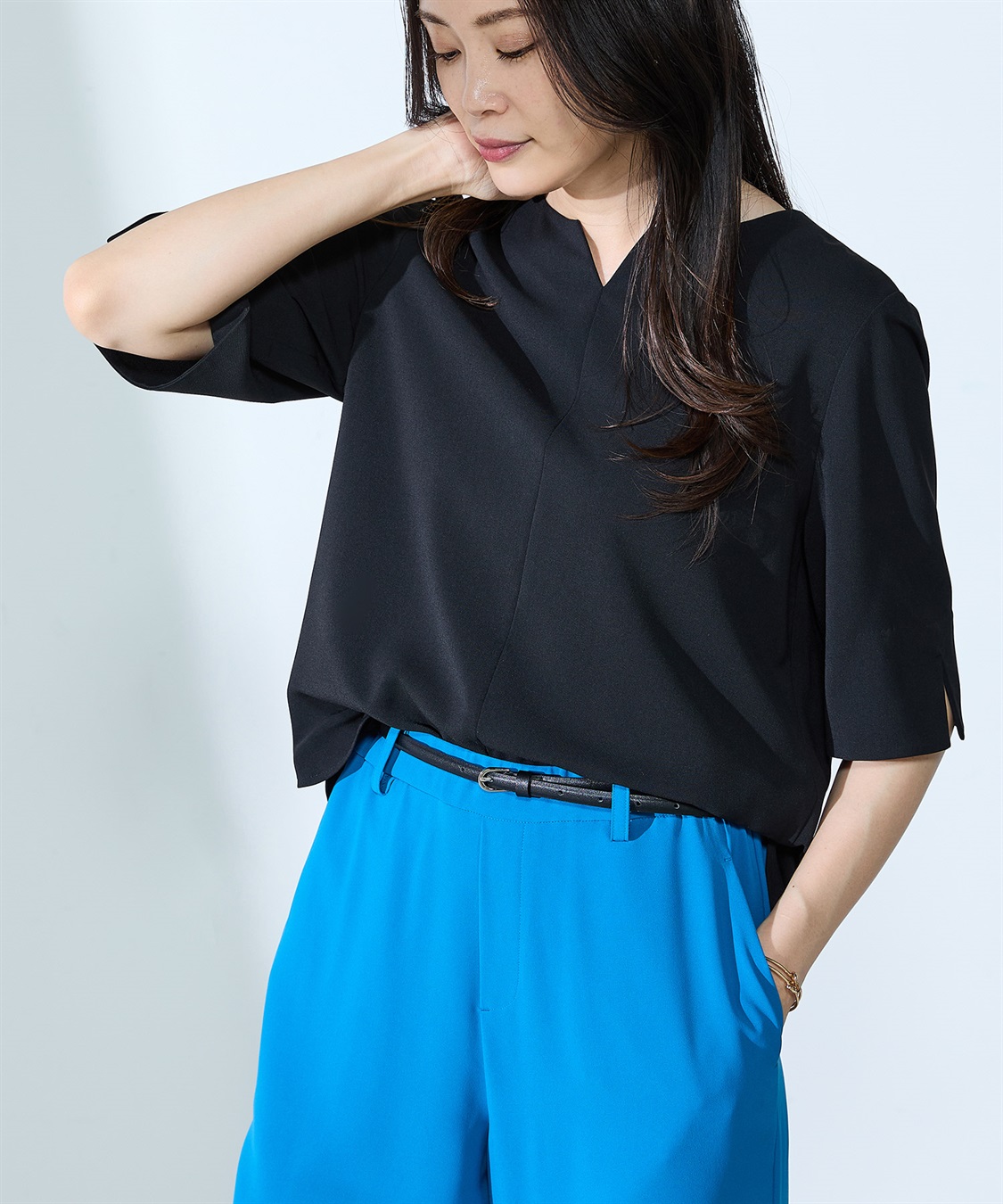 A/C DESIGN BY ALPHA CUBIC 【UVカット・冷感・ウォッシャブル】キーネックブラウス_sub_7