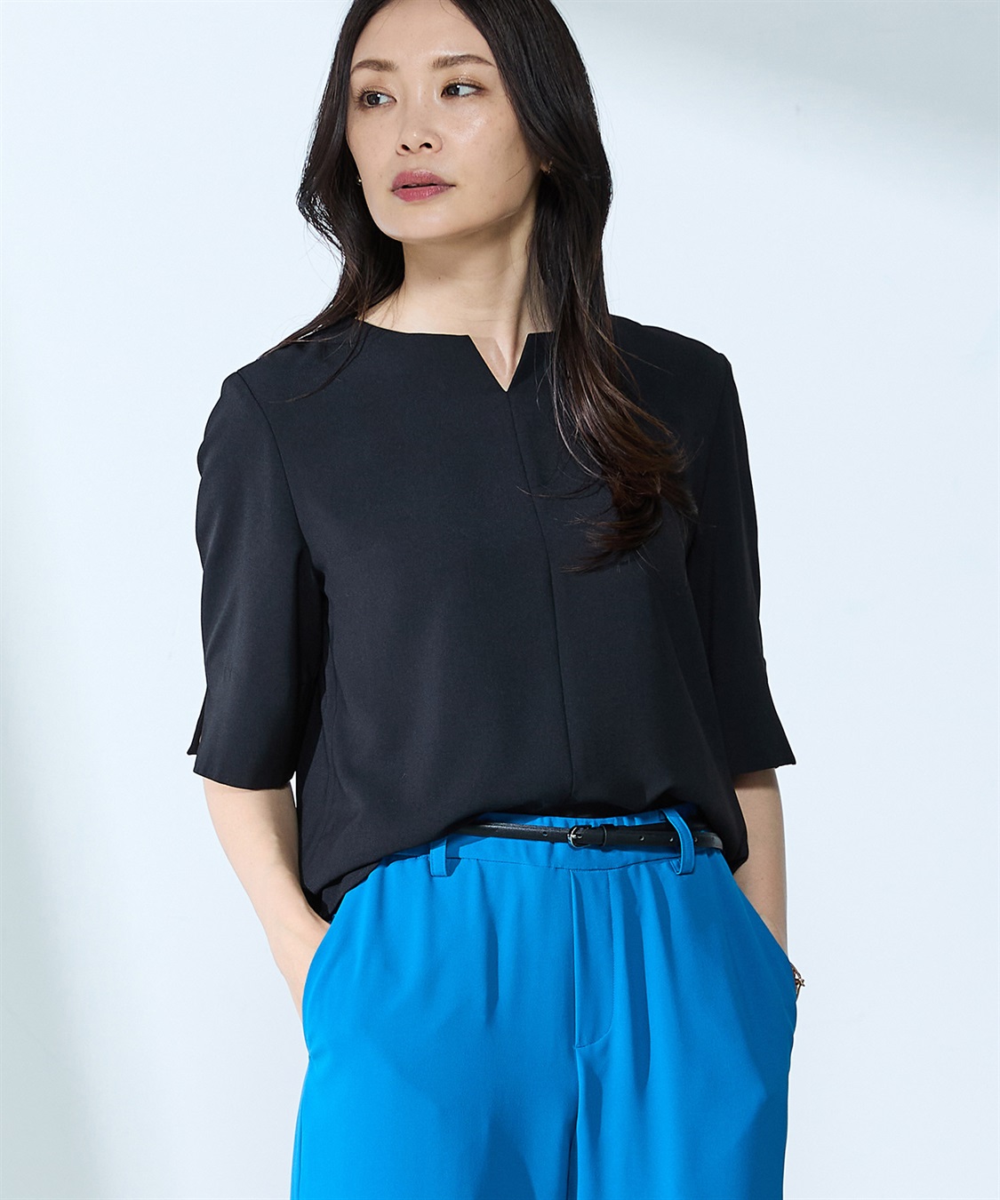 A/C DESIGN BY ALPHA CUBIC 【UVカット・冷感・ウォッシャブル】キーネックブラウス_sub_21