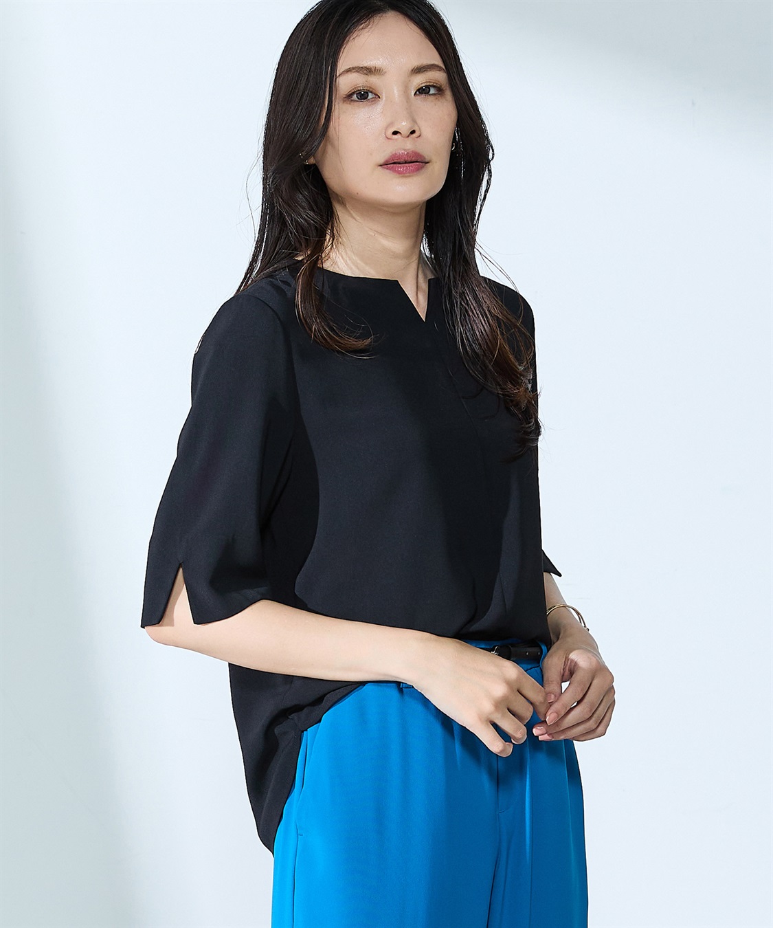 A/C DESIGN BY ALPHA CUBIC 【UVカット・冷感・ウォッシャブル】キーネックブラウス_sub_23