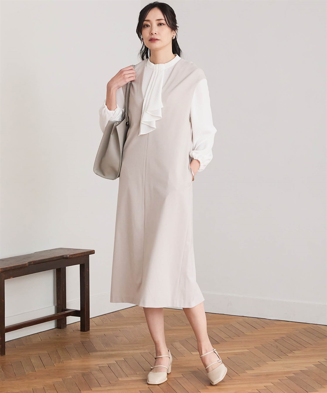 A/C DESIGN BY ALPHA CUBIC Vネックジャンパースカート【美モーションシリーズ】_sub_12