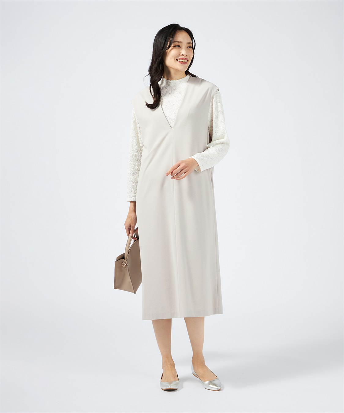 A/C DESIGN BY ALPHA CUBIC Vネックジャンパースカート【美モーションシリーズ】_sub_14