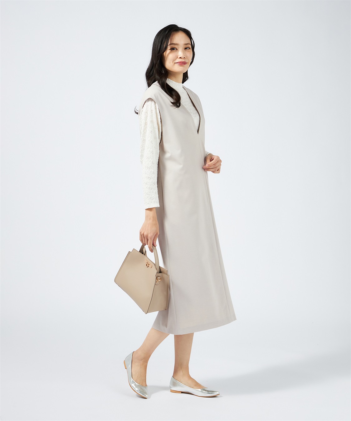 A/C DESIGN BY ALPHA CUBIC Vネックジャンパースカート【美モーションシリーズ】_sub_15