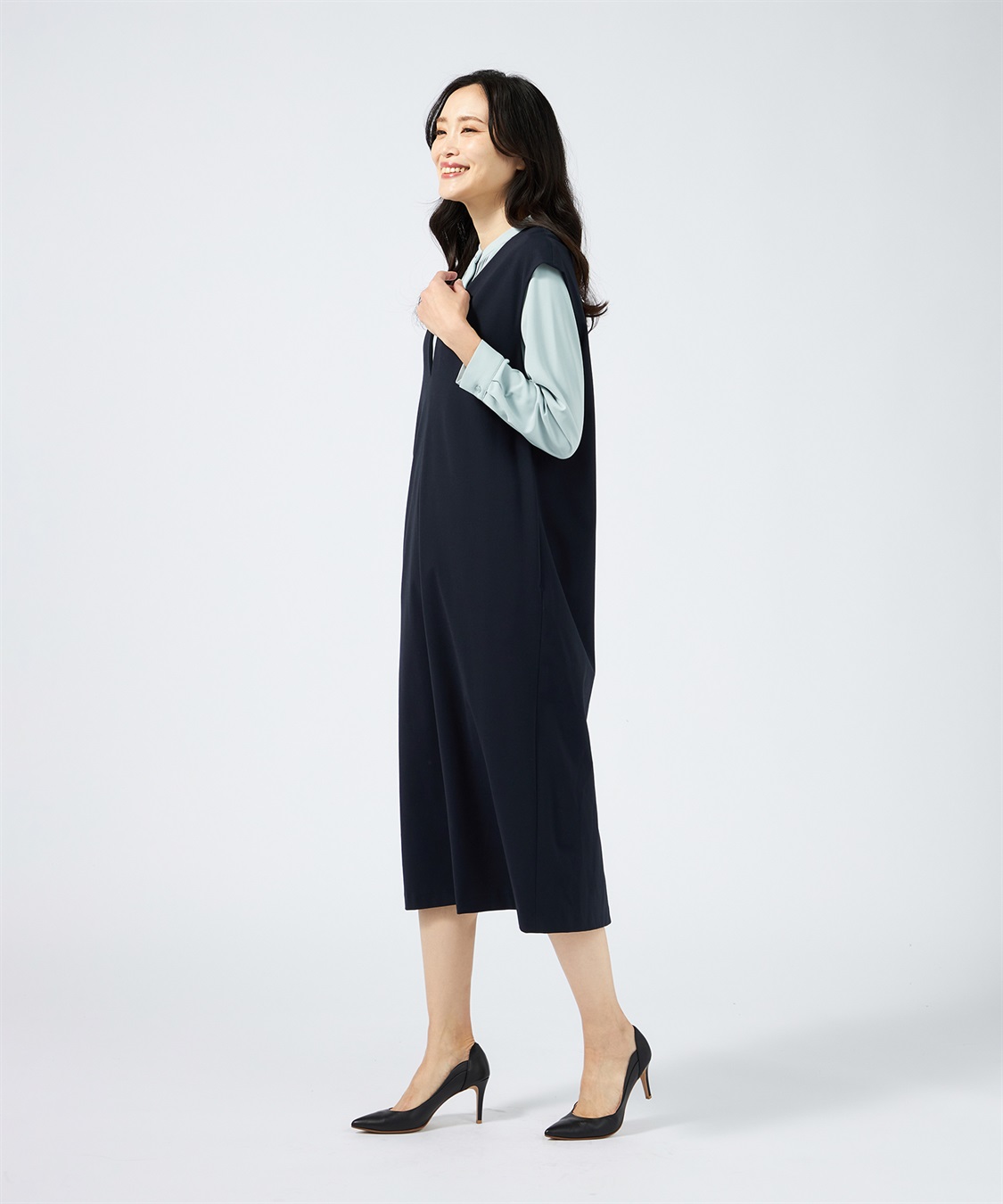 A/C DESIGN BY ALPHA CUBIC Vネックジャンパースカート【美モーションシリーズ】_sub_20