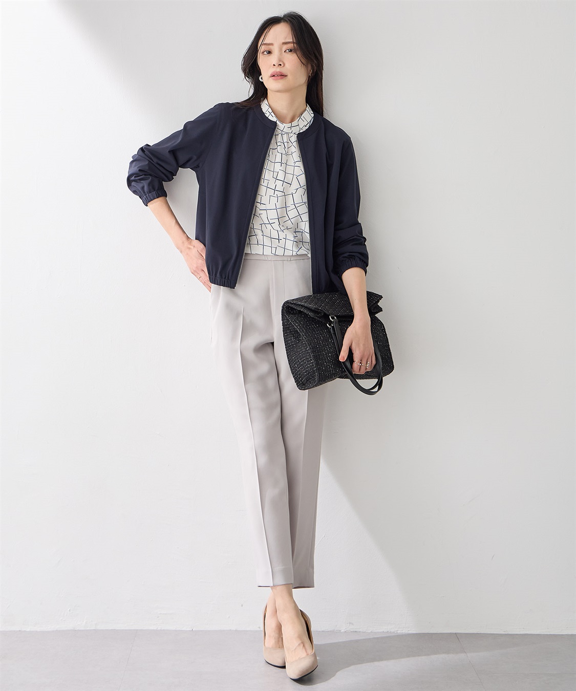 A/C DESIGN BY ALPHA CUBIC 【アルコラージュ】幾何チェックプリントブラウス_sub_5