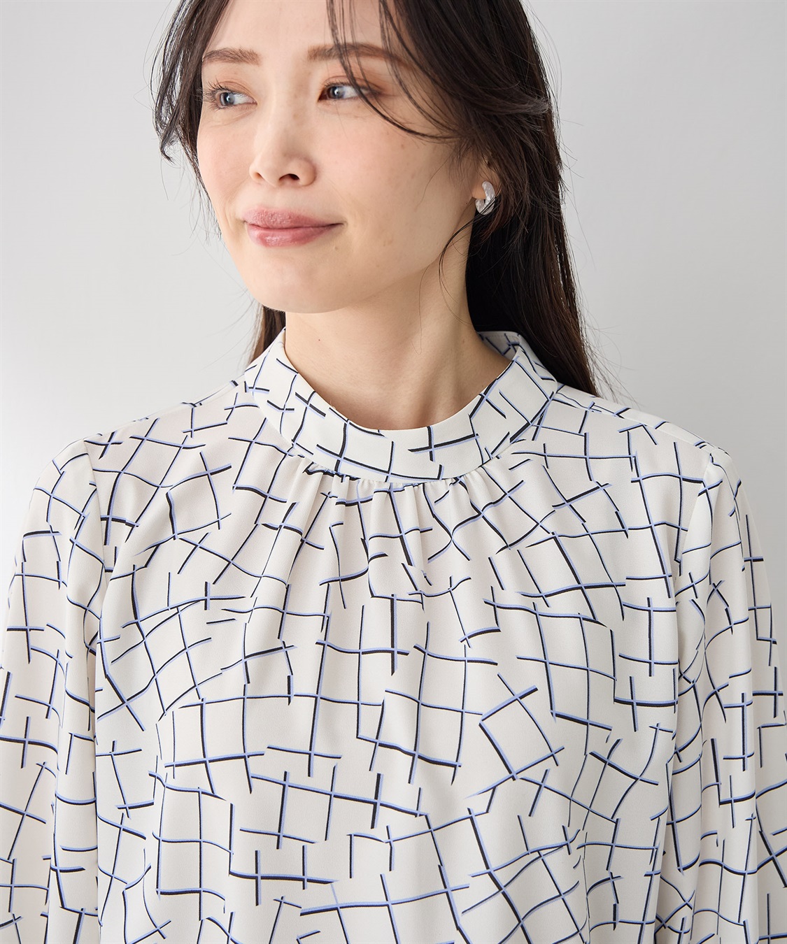 A/C DESIGN BY ALPHA CUBIC 【アルコラージュ】幾何チェックプリントブラウス_sub_10