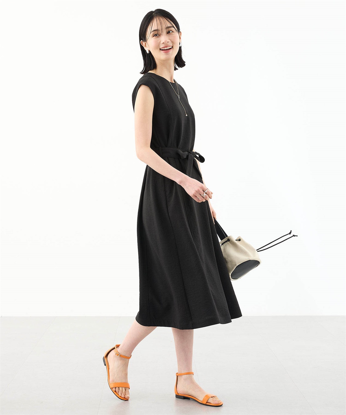 リネンライクベルテッドワンピース A/C DESIGN BY ALPHA CUBIC｜クロス