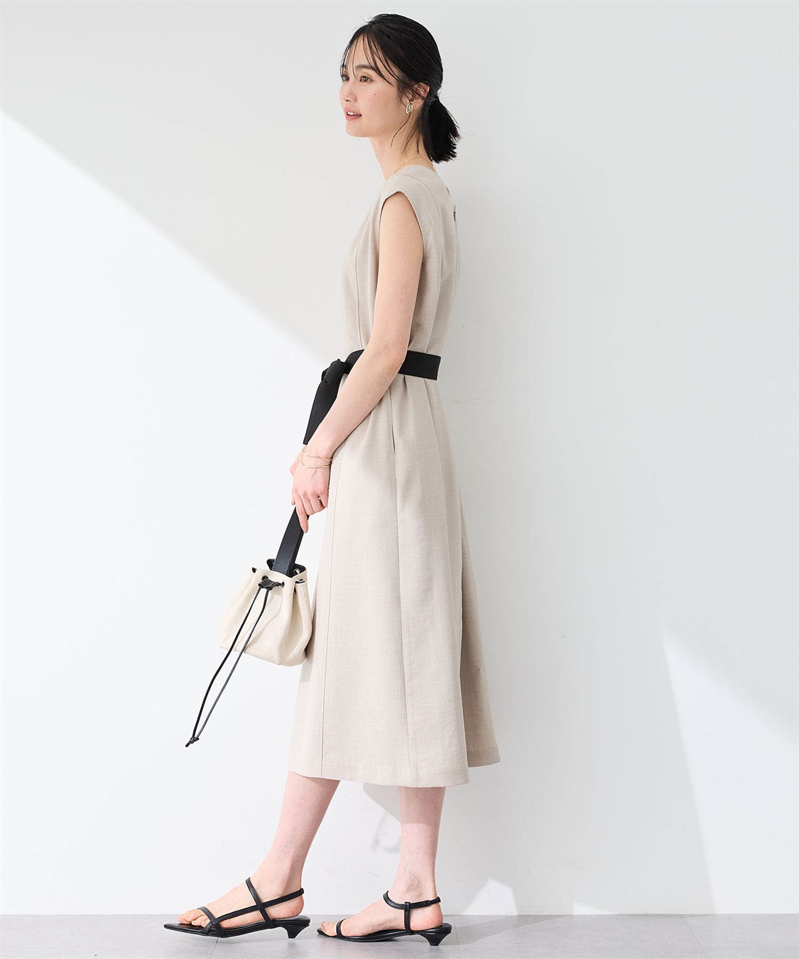 A/C DESIGN BY ALPHA CUBIC リネンライクベルテッドワンピース_sub_5