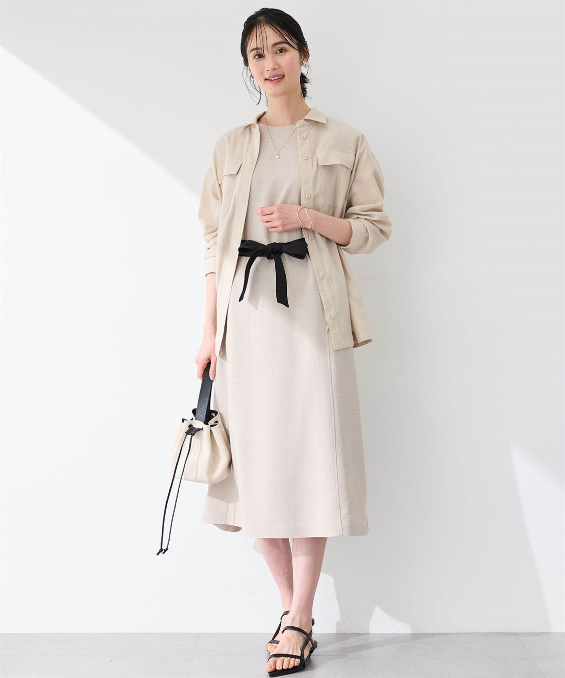 A/C DESIGN BY ALPHA CUBIC リネンライクベルテッドワンピース_sub_8